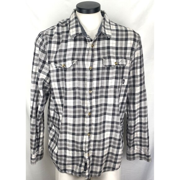 Vans Off The Wall Flannel Shirt Mens XL Classic Fit Gray Plaid Lng Slv Button Up - Picture 1 of 13